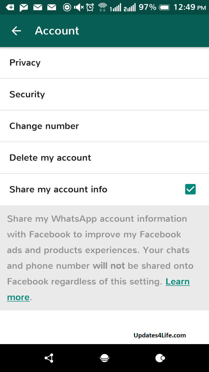 Whatsapp settings